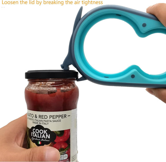 Multi Jar Opener – Easy Bottle, Can & Lid Opener for Seniors, Arthritis & Weak Hands (Blue/Grey)