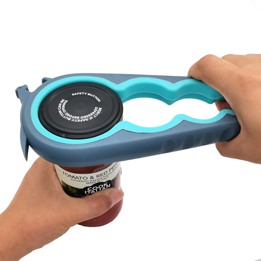Multi Jar Opener – Easy Bottle, Can & Lid Opener for Seniors, Arthritis & Weak Hands (Blue/Grey)